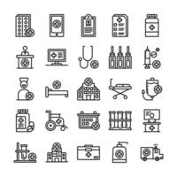 Krankenhaus Icon Set vektor