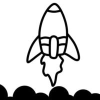 raket ikon på vit bakgrund, raket översikt, tunn, platt, digital ikon för webb vektor