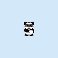 niedlicher Panda mit Sonnenbrillen-Trinkwasser-Karikatur, Vektorillustration vektor