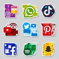 Sozial Medien Apps Aufkleber einstellen vektor