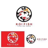 Koi-Fisch-Logo-Design, chinesischer Glücks- und Triumph-Zierfischvektor, Firmenmarke Goldfisch-Symbol vektor