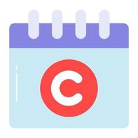 Kalender mit Urheberrechte © Kennzeichen Vektor Design, einfach zu verwenden Symbol