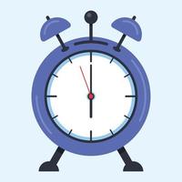 Blau alt Alarm Uhr Illustration im eben Stil. vektor