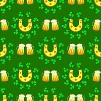 st. Patricks dag mönster. omslag papper design för Patricks dag. grön bakgrund. klöver och vitklöver. vektor