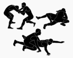 team silhuetter idrottare brottare i brottning, duell, bekämpa. greco roman brottning. krigisk konst vektor