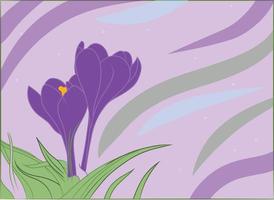 enkel minimalistisk dekorativ lila bakgrund med grön och violett blommor vektor