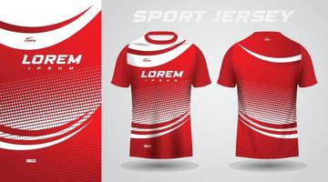 rot Hemd Fußball Fußball Sport Jersey Vorlage Design Attrappe, Lehrmodell, Simulation vektor