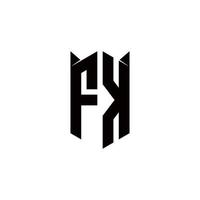 fk logotyp monogram med skydda form mönster mall vektor