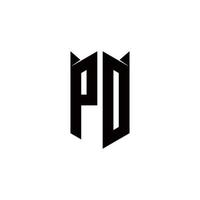 pd logotyp monogram med skydda form mönster mall vektor