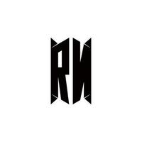 rn logotyp monogram med skydda form mönster mall vektor