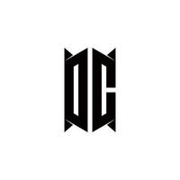 dc Logo Monogramm mit Schild gestalten Designs Vorlage vektor