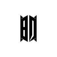 bq Logo Monogramm mit Schild gestalten Designs Vorlage vektor