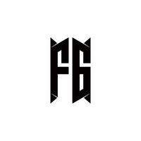 fg logotyp monogram med skydda form mönster mall vektor