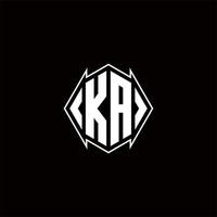 ka Logo Monogramm mit Schild gestalten Designs Vorlage vektor