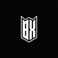 bx Logo Monogramm mit Schild gestalten Designs Vorlage vektor