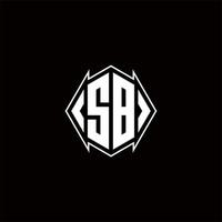 sb logotyp monogram med skydda form mönster mall vektor