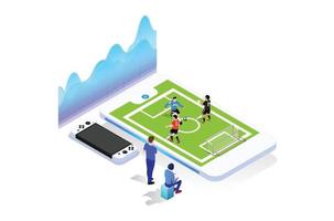 modern isometrisk leva fotboll turnering illustration, lämplig för diagram, infografik, bok illustration, spel tillgång, och Övrig grafisk relaterad tillgångar vektor