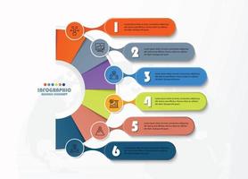 Infografik mit 6 Schritten, Prozess oder Optionen. vektor