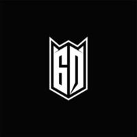 gq Logo Monogramm mit Schild gestalten Designs Vorlage vektor
