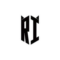 ri Logo Monogramm mit Schild gestalten Designs Vorlage vektor