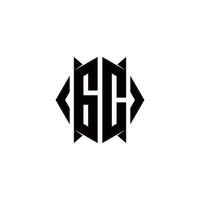 gc logotyp monogram med skydda form mönster mall vektor