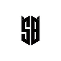 sb logotyp monogram med skydda form mönster mall vektor