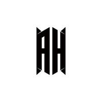 Ah Logo Monogramm mit Schild gestalten Designs Vorlage vektor