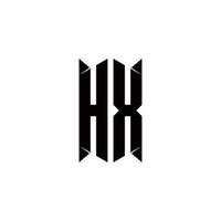 hx Logo Monogramm mit Schild gestalten Designs Vorlage vektor