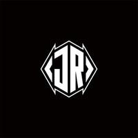 jr Logo Monogramm mit Schild gestalten Designs Vorlage vektor