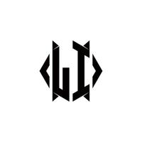 li logotyp monogram med skydda form mönster mall vektor