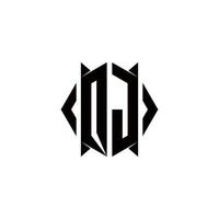 qj Logo Monogramm mit Schild gestalten Designs Vorlage vektor