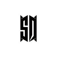 sq Logo Monogramm mit Schild gestalten Designs Vorlage vektor