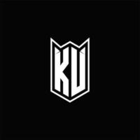 ku Logo Monogramm mit Schild gestalten Designs Vorlage vektor