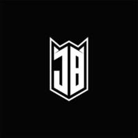 jb Logo Monogramm mit Schild gestalten Designs Vorlage vektor