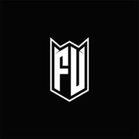 fu Logo Monogramm mit Schild gestalten Designs Vorlage vektor