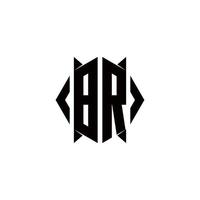 br Logo Monogramm mit Schild gestalten Designs Vorlage vektor