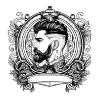 klassisch und stilvoll Mann im ein Barbier Darstellen ein Fachmann Friseur vektor