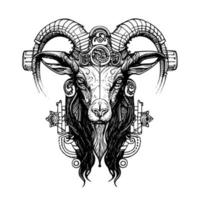 Ziege Kopf Logo Eigenschaften ein Fett gedruckt Bild von ein Ziege Kopf, symbolisieren Stärke, Festlegung, und Fruchtbarkeit im verschiedene Kulturen und Traditionen vektor
