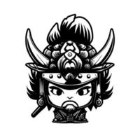 samuraj logotyp balanserar traditionell seghet med förtjusande charm vektor