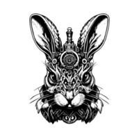 Hase Hase Logo Steampunk ist ein wunderlich und kreativ Symbol von Neugierde und Einfallsreichtum. es Mischungen das Charme von ein klassisch Hase mit ein futuristisch Steampunk ästhetisch vektor