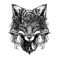 glatt und gerissen Fuchs Logo entworfen im ein Steampunk ästhetisch, mit Getriebe und metallisch Akzente Das vermitteln ein Sinn von Innovation und Raffinesse vektor