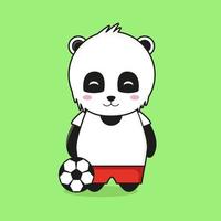 niedliche Panda Maskottchen Charakter Illustration spielen Fußball vektor
