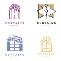 ridå logotyp illustration mall, för teater, hem, hotell och lägenhet, möbler, märke, gardin företag, vektor