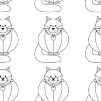 mönster på de tema av djur. fyrkant mönster med en katt. vektor linjär illustration.
