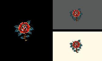 rot Rose Blumen Vektor Illustration Maskottchen Design