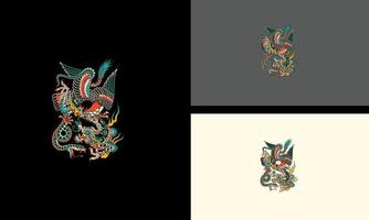 fliegend Vogel und Drachen Vektor Illustration tätowieren Design