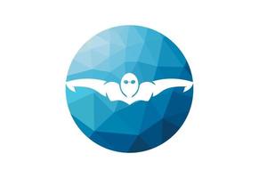 niedrig poly und kreativ Schwimmen Logo Design, Vektor Illustration