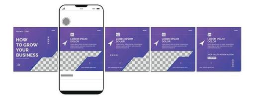uppsättning av Instagram karusell posta, redigerbar Instagram karusell posta mall, social media karusell posta för företag befordran vektor