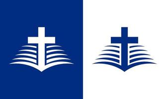 Bibel und Kreuz Logo im Schatten von Blau. es ist geeignet zum Logos von Kirchen, Organisationen, Bewegungen, Gemeinschaften, und Andere. vektor