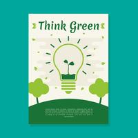 Denken Sie grüne Poster Vektor Vorlage